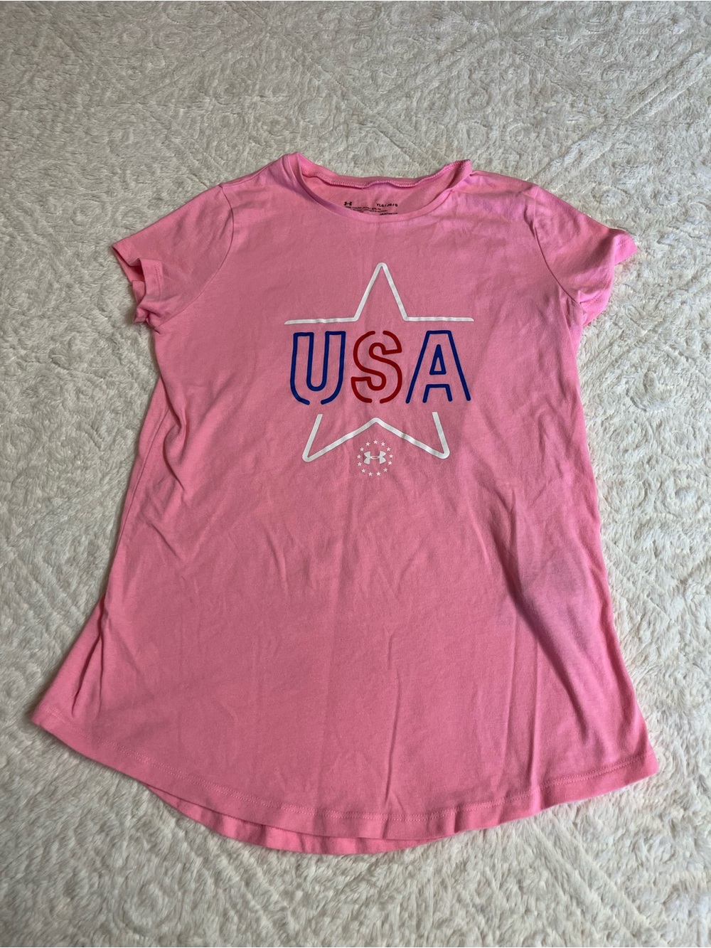 Under Armour Pink Tee with USA Star Graphic